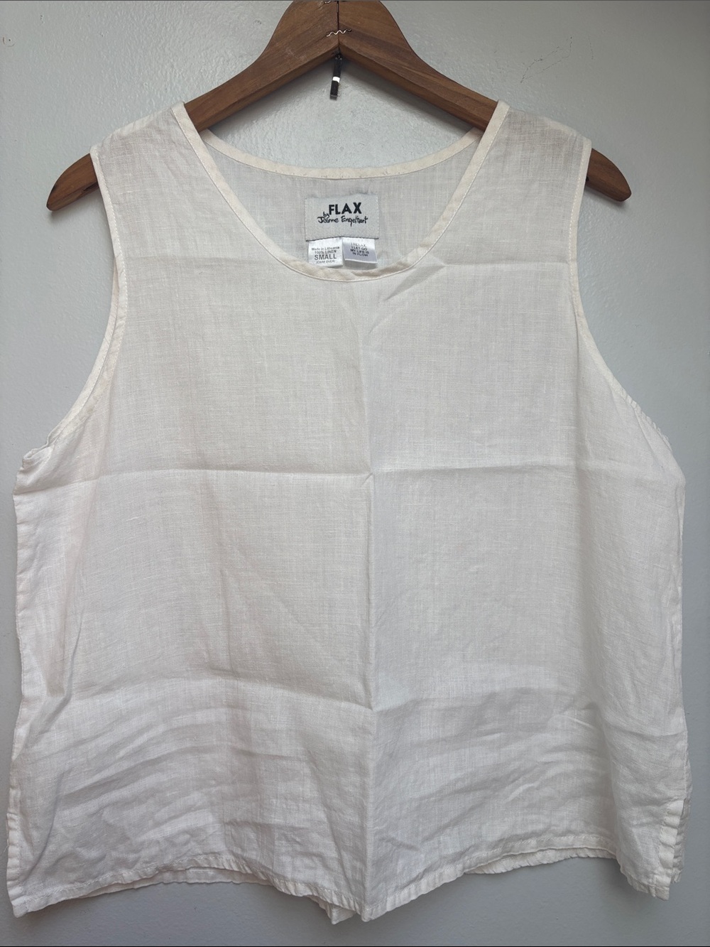 Flax Boxy Cropped White Tank, S